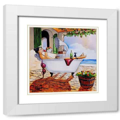 My Day Off White Modern Wood Framed Art Print with Double Matting by West, Ronald