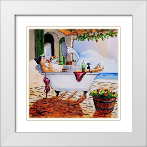 My Day Off White Modern Wood Framed Art Print with Double Matting by West, Ronald