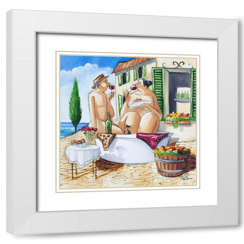 I Love Saturdays White Modern Wood Framed Art Print with Double Matting by West, Ronald