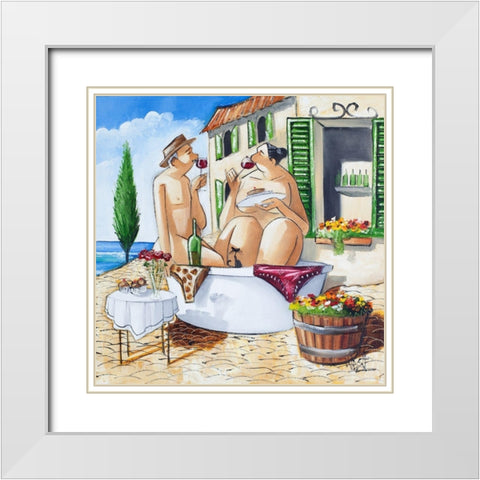 I Love Saturdays White Modern Wood Framed Art Print with Double Matting by West, Ronald