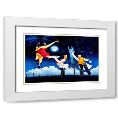Lets Paint the Night White Modern Wood Framed Art Print with Double Matting by West, Ronald