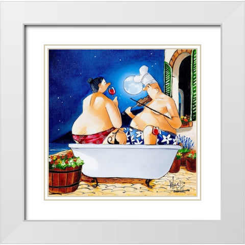 Moonlight Serenade White Modern Wood Framed Art Print with Double Matting by West, Ronald