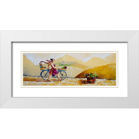 Shopping II White Modern Wood Framed Art Print with Double Matting by West, Ronald