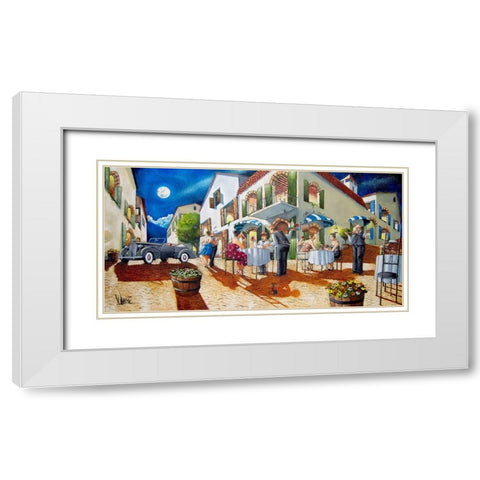 Dinner at Cafe da Vinci II White Modern Wood Framed Art Print with Double Matting by West, Ronald
