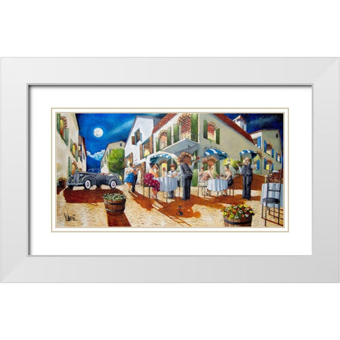 Dinner at Cafe da Vinci II White Modern Wood Framed Art Print with Double Matting by West, Ronald