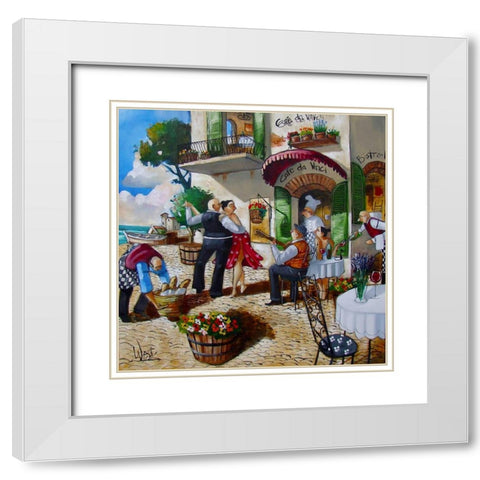 Lunchtime Lambada White Modern Wood Framed Art Print with Double Matting by West, Ronald