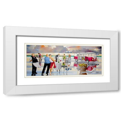 Beach Dance II White Modern Wood Framed Art Print with Double Matting by West, Ronald