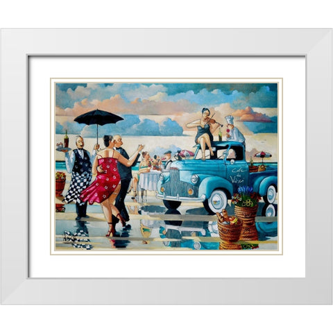 Beach Lambada I White Modern Wood Framed Art Print with Double Matting by West, Ronald