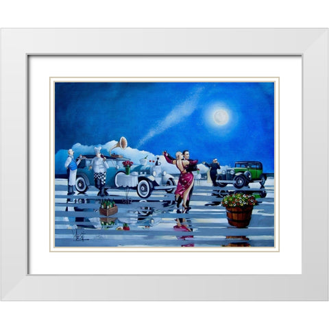 Date Night IV White Modern Wood Framed Art Print with Double Matting by West, Ronald