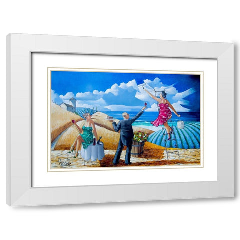 Painting Clouds White Modern Wood Framed Art Print with Double Matting by West, Ronald