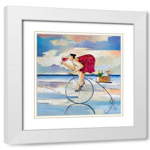 Stormy Brunch II White Modern Wood Framed Art Print with Double Matting by West, Ronald