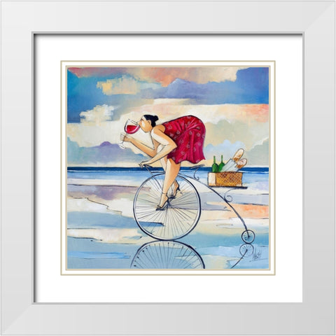 Stormy Brunch II White Modern Wood Framed Art Print with Double Matting by West, Ronald