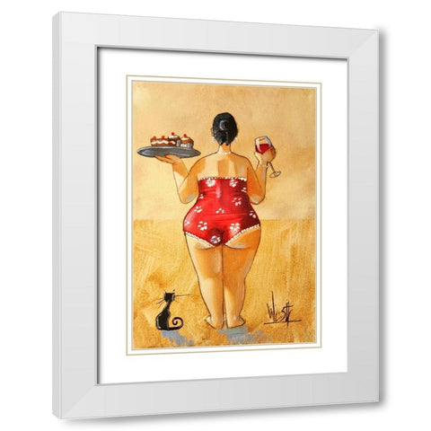 Cupcakes and Wine II White Modern Wood Framed Art Print with Double Matting by West, Ronald