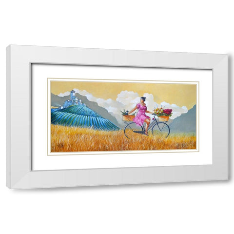 Girl from Versailles White Modern Wood Framed Art Print with Double Matting by West, Ronald