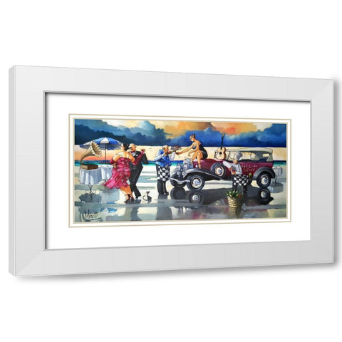 Beach Lambada II White Modern Wood Framed Art Print with Double Matting by West, Ronald