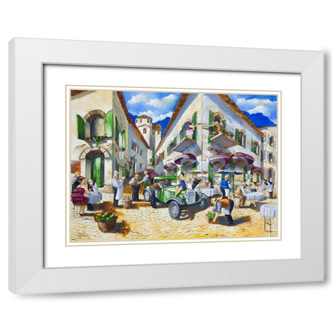 Corner Cafe at Cafe da Vinci II White Modern Wood Framed Art Print with Double Matting by West, Ronald