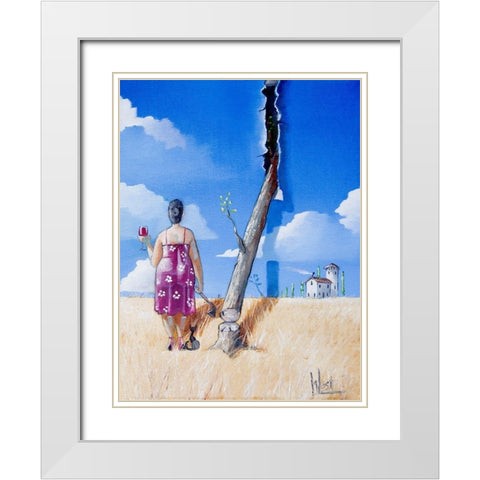 Aagh White Modern Wood Framed Art Print with Double Matting by West, Ronald