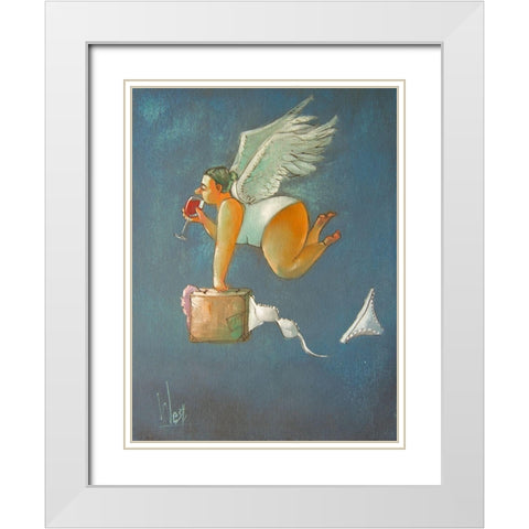 On Holiday White Modern Wood Framed Art Print with Double Matting by West, Ronald