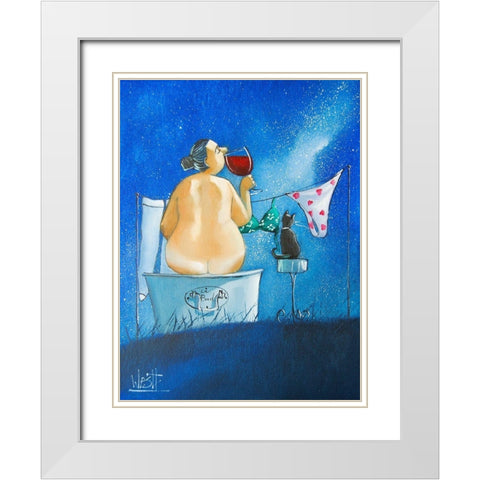 O So Heavenly White Modern Wood Framed Art Print with Double Matting by West, Ronald