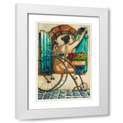 Lady in Window III White Modern Wood Framed Art Print with Double Matting by West, Ronald