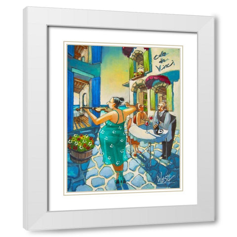 The Violinist III White Modern Wood Framed Art Print with Double Matting by West, Ronald