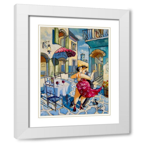 Lunch Date White Modern Wood Framed Art Print with Double Matting by West, Ronald