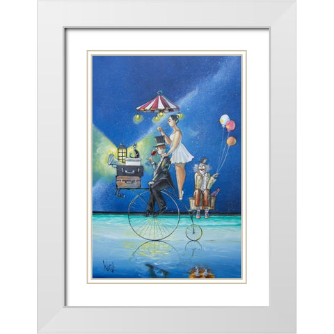 The Circus is Coming to Town White Modern Wood Framed Art Print with Double Matting by West, Ronald