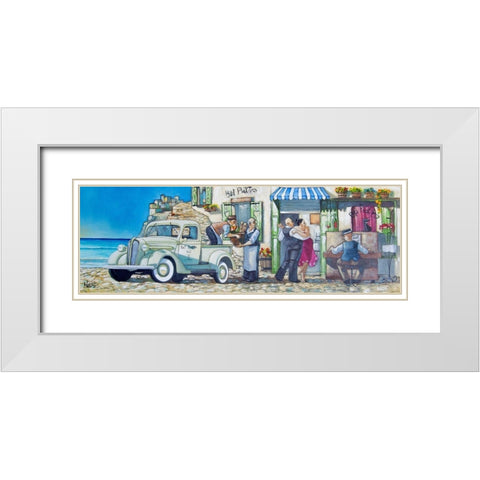 Cafe Piatto White Modern Wood Framed Art Print with Double Matting by West, Ronald
