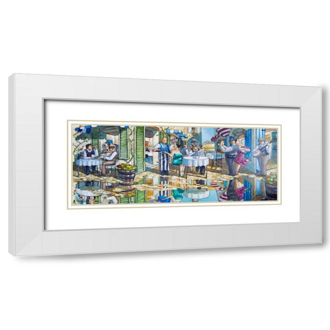 Cafe Santie White Modern Wood Framed Art Print with Double Matting by West, Ronald