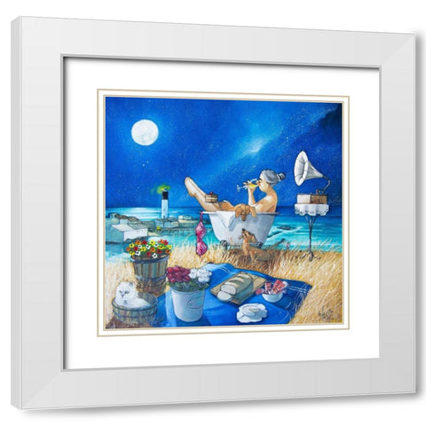 Just Perfect at Vlees Bay White Modern Wood Framed Art Print with Double Matting by West, Ronald