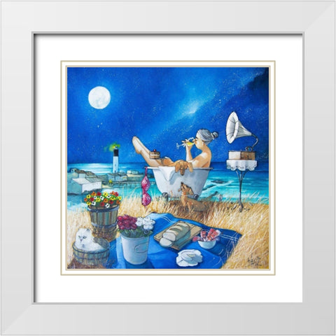 Just Perfect at Vlees Bay White Modern Wood Framed Art Print with Double Matting by West, Ronald
