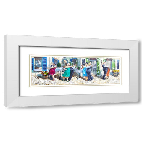 Lets Dance III White Modern Wood Framed Art Print with Double Matting by West, Ronald