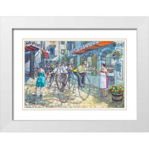 Tour de France I White Modern Wood Framed Art Print with Double Matting by West, Ronald