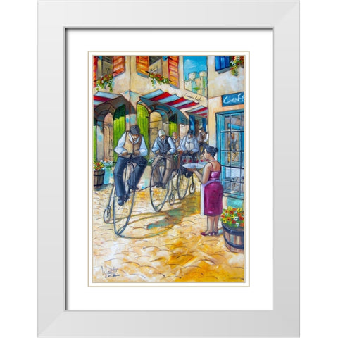 Tour de France II White Modern Wood Framed Art Print with Double Matting by West, Ronald