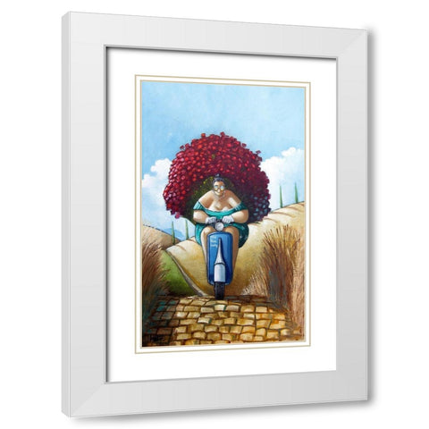 The Rose Lady White Modern Wood Framed Art Print with Double Matting by West, Ronald