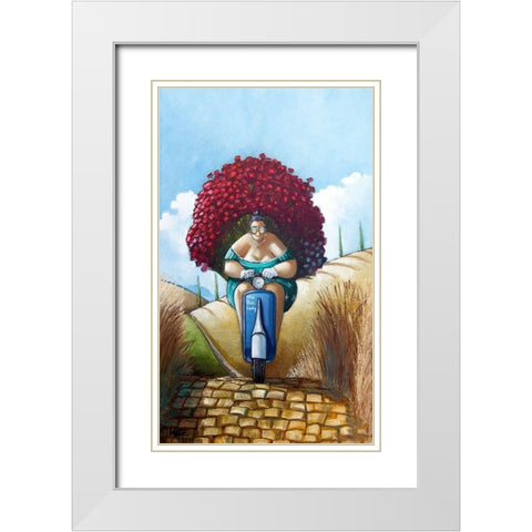 The Rose Lady White Modern Wood Framed Art Print with Double Matting by West, Ronald