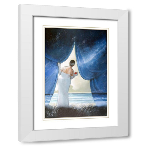 My Heart Aches for the Ocean White Modern Wood Framed Art Print with Double Matting by West, Ronald