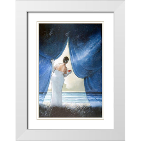 My Heart Aches for the Ocean White Modern Wood Framed Art Print with Double Matting by West, Ronald