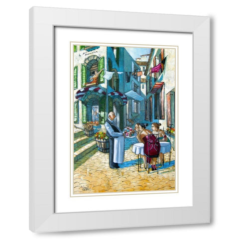 There Goes the Diet White Modern Wood Framed Art Print with Double Matting by West, Ronald