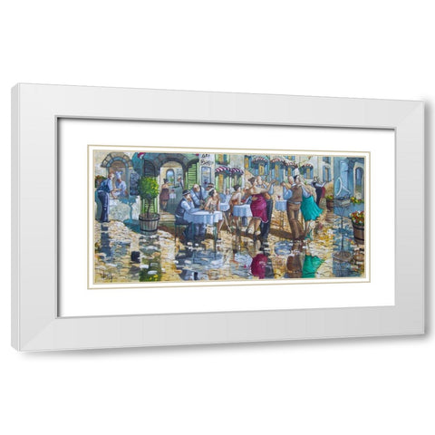 Cafe Elize White Modern Wood Framed Art Print with Double Matting by West, Ronald