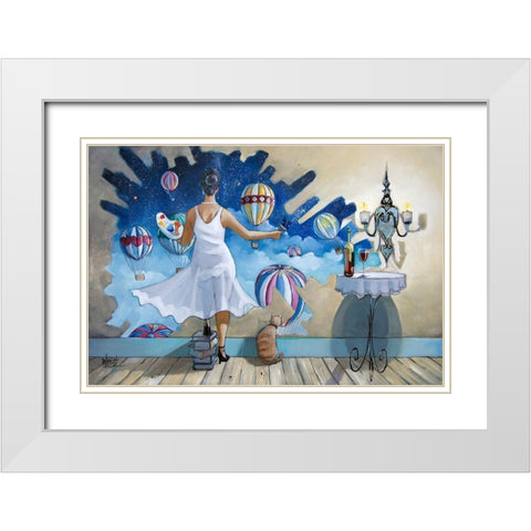 When I Dream II White Modern Wood Framed Art Print with Double Matting by West, Ronald