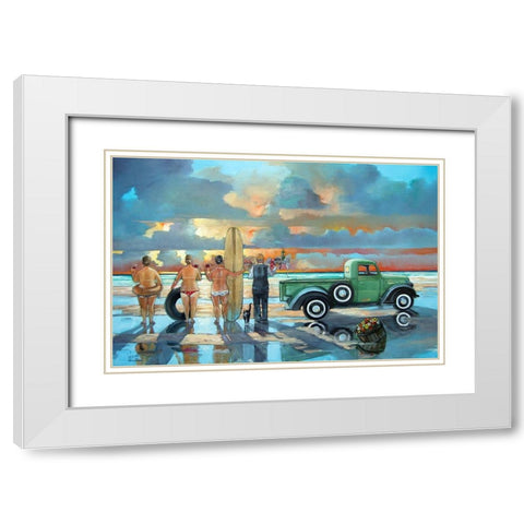 Sundowner White Modern Wood Framed Art Print with Double Matting by West, Ronald