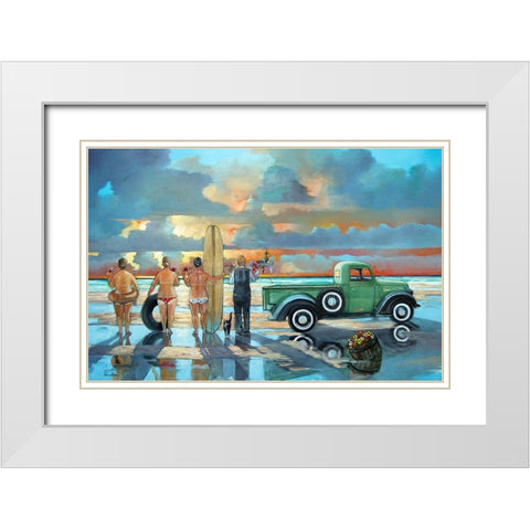 Sundowner White Modern Wood Framed Art Print with Double Matting by West, Ronald