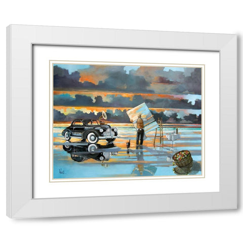 Painting Up a Storm White Modern Wood Framed Art Print with Double Matting by West, Ronald
