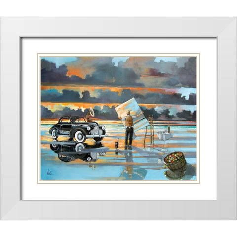 Painting Up a Storm White Modern Wood Framed Art Print with Double Matting by West, Ronald