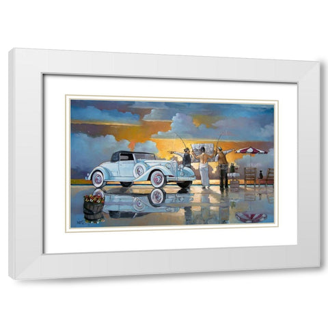 Lost White Modern Wood Framed Art Print with Double Matting by West, Ronald