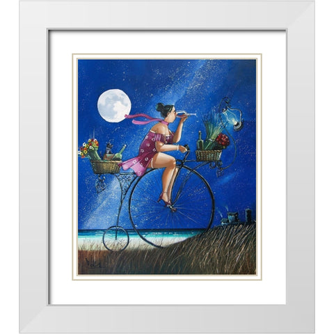 Running Late White Modern Wood Framed Art Print with Double Matting by West, Ronald