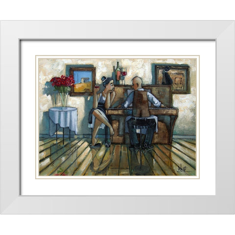 Last Song II White Modern Wood Framed Art Print with Double Matting by West, Ronald