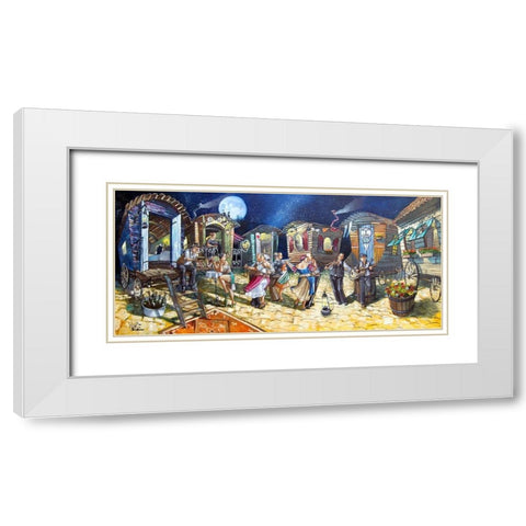 Gypsies White Modern Wood Framed Art Print with Double Matting by West, Ronald