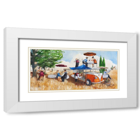 A Traveling Restaurant White Modern Wood Framed Art Print with Double Matting by West, Ronald